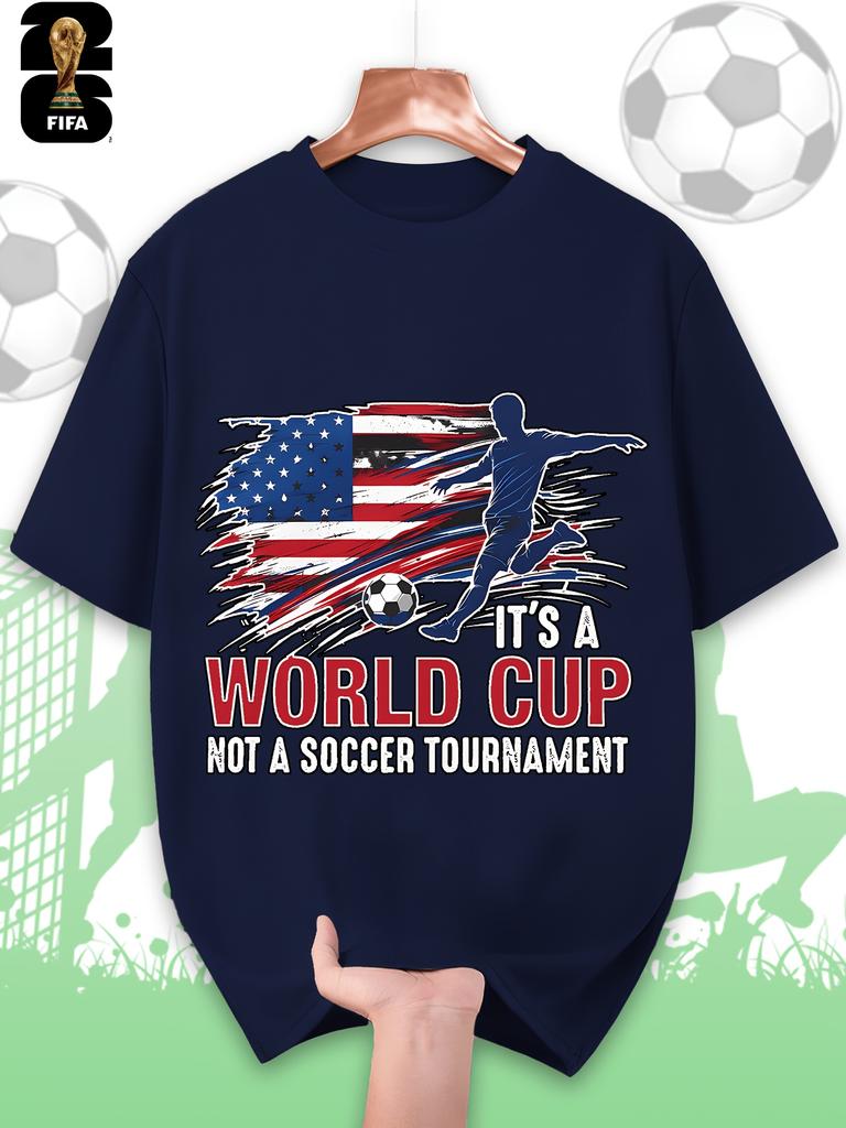 This FIFA World Cup-themed Short-sleeved T-shirt Is Designed Specifically for Men, Featuring a Crew Neck Style