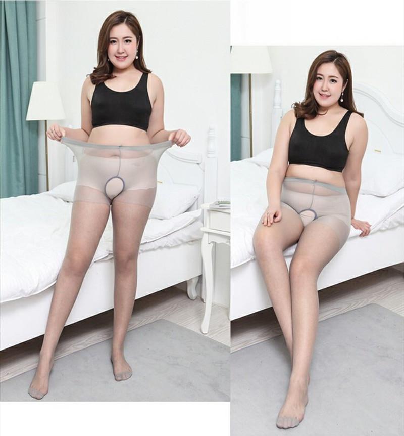 Plus Size Tights Women Pantyhose Open Crotch Sexy Ultra-Thin Nylon High Waist Open Erotic Tights Large Size Crotchless Pantyhose