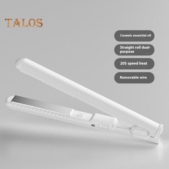 USB Mini Curling Iron 2-In-1 Dual Purpose Curling Wand Flat Iron Hair Straightener Curler Fast Heating Portable Travel Women Short Long Hair Styling