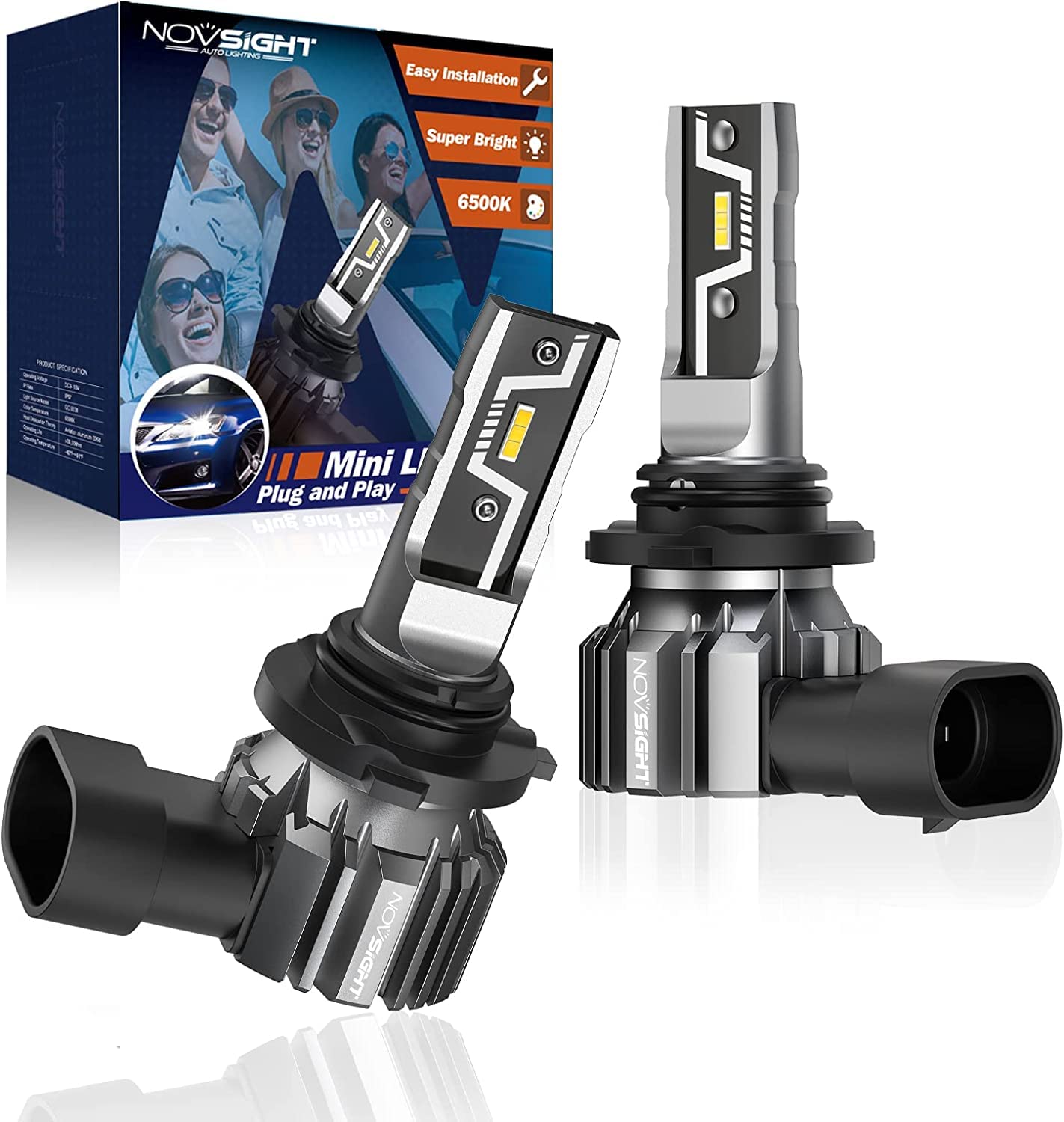 

Светодиодная лампа для фары NOVSIGHT HB4, 6500k, Соответствует новым стандартам техосмотра, Высокопроизводительный светодиод HB4 белый