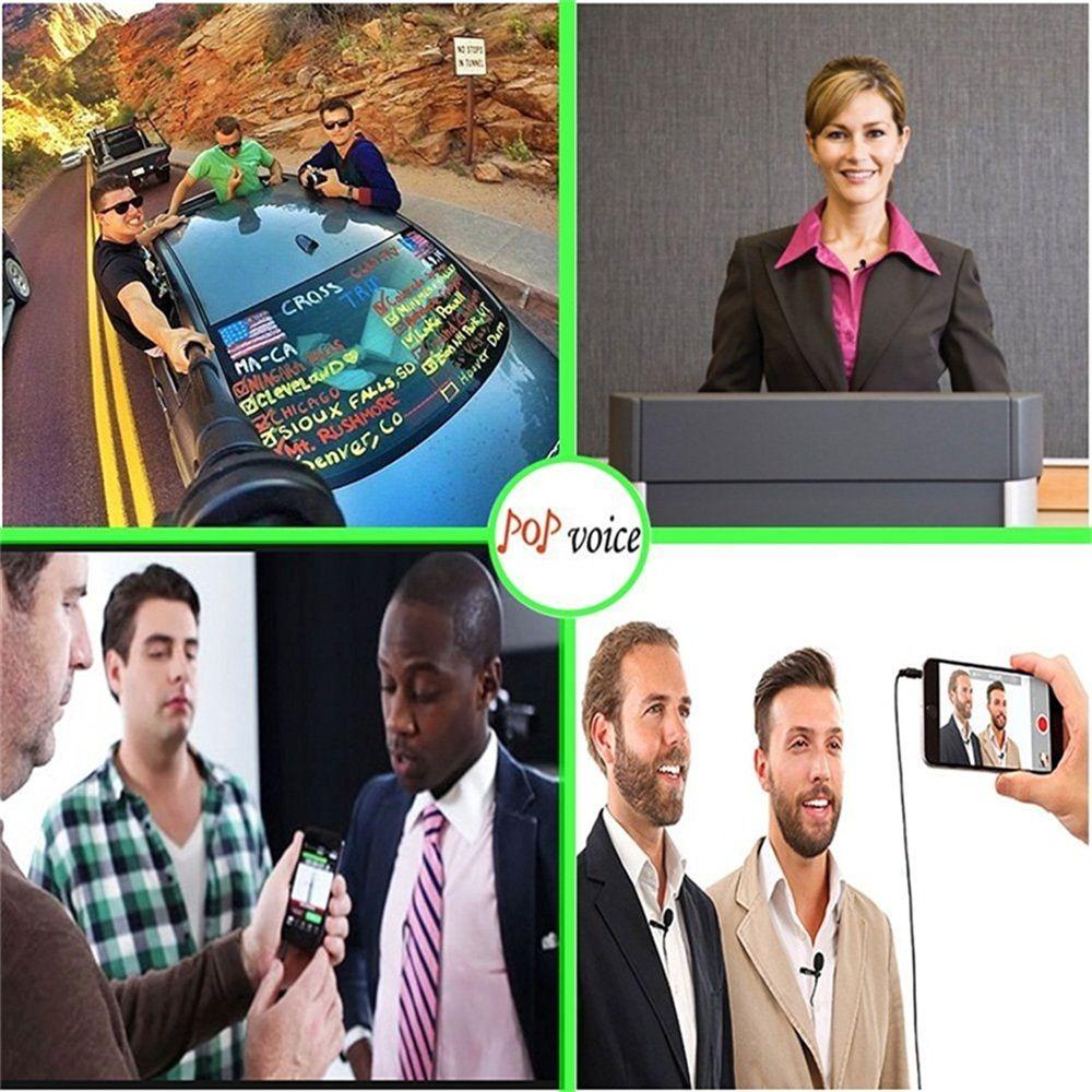 Smartphones 3.5mm Wired Lavalier Mic Microphones Clip On Lapel Handsfree