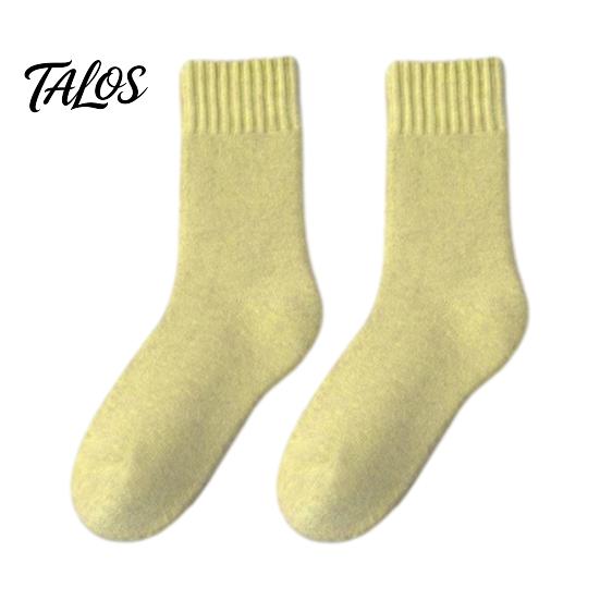 Winter Warm Cotton Blend Socks Women Thickened Socks, Solid Color Mid Calf Thermal Fleece Lined Essential Crew Length for Cold Weather, Soft