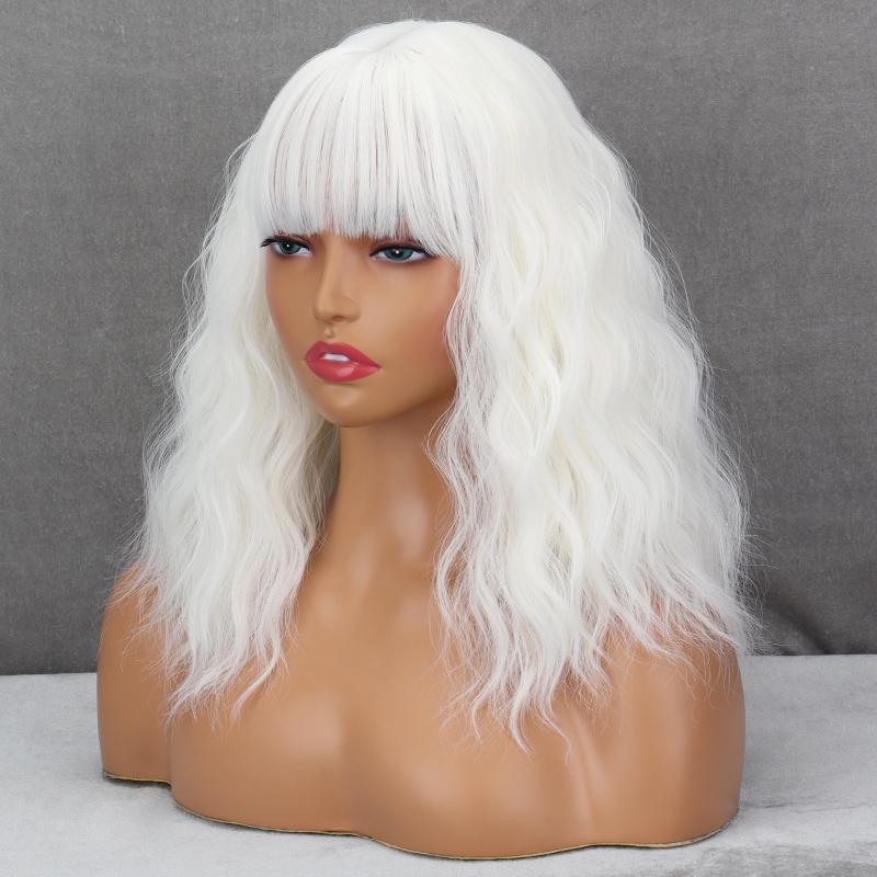 

MISSQUEEN Светло-фиолетовый цвет Синтетическое волокно Длиной до плеч Натуральный волнистый парик с челкой Косплей Повседневная одежда Модный короткий волнистый парик