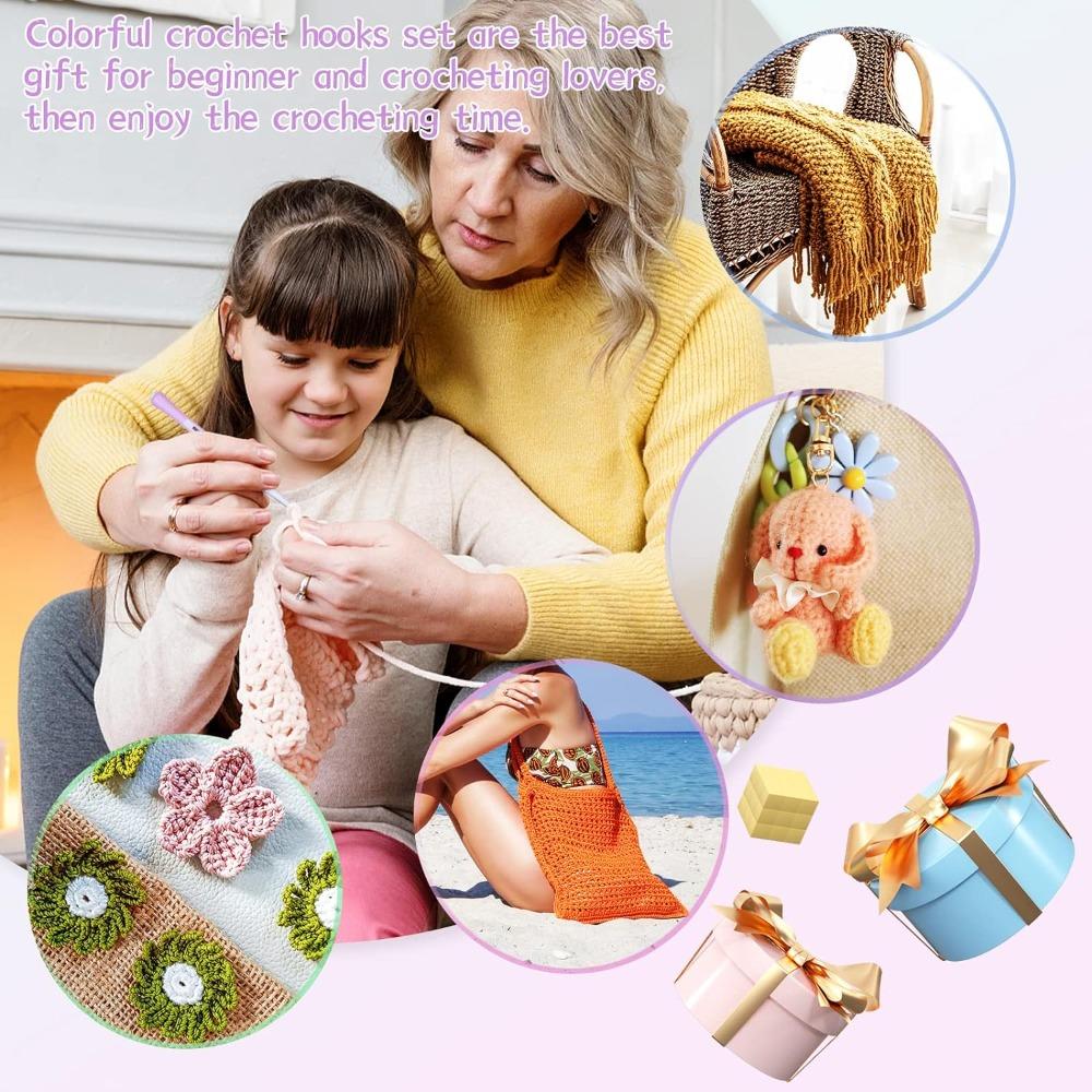 8Pcs Silicone Crochet Hooks Set 8 colors Soft Grip Crochet Hooks  Making Sweater