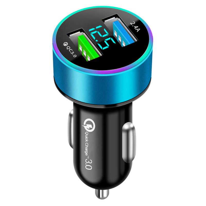 1/3PCS Car Cigarette Lighter Dual USB Phone Charger 12V-24V LED Display QC3.0 Fast Charging Aluminum Alloy Smartphone Auto