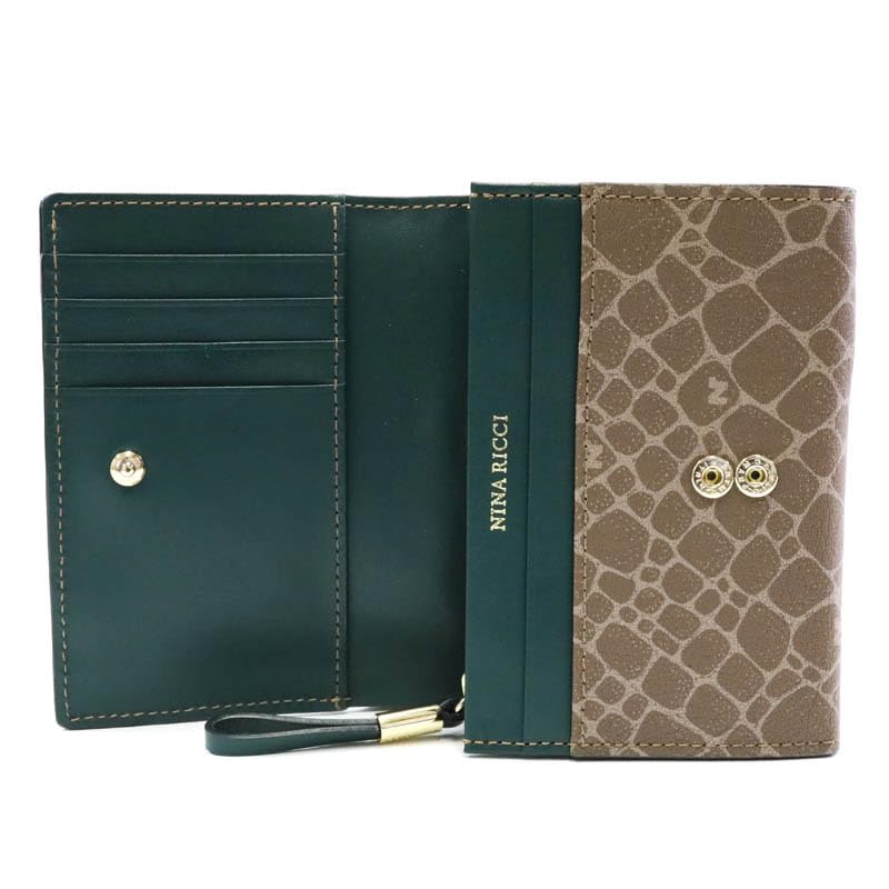 Nina Ricci Atre Nouveau Purse Green Bifold Wallet 85-8202 Women's