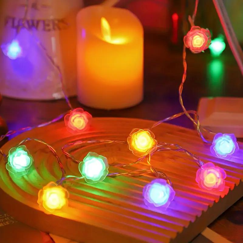 5/7M Solar Flower Shape String Lights Outdoor Led Waterproof Garden Christmas Party Decor Led Solar Rose Colorful String Light