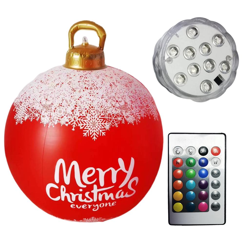 60cm Christmas Tree Hanging Ornament PVC Glow Outdoor Toy Ball Home Garden Christmas Inflatable Ball New Year Party Decoration