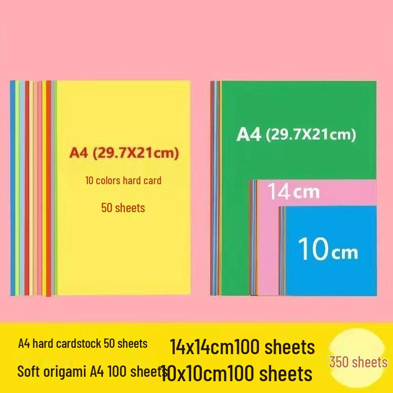 Farbiges Origami-Papier-Set: Quadratische Blätter für Bastelarbeiten und Papierschneiden für Kinder in Grundschule und Kindergarten