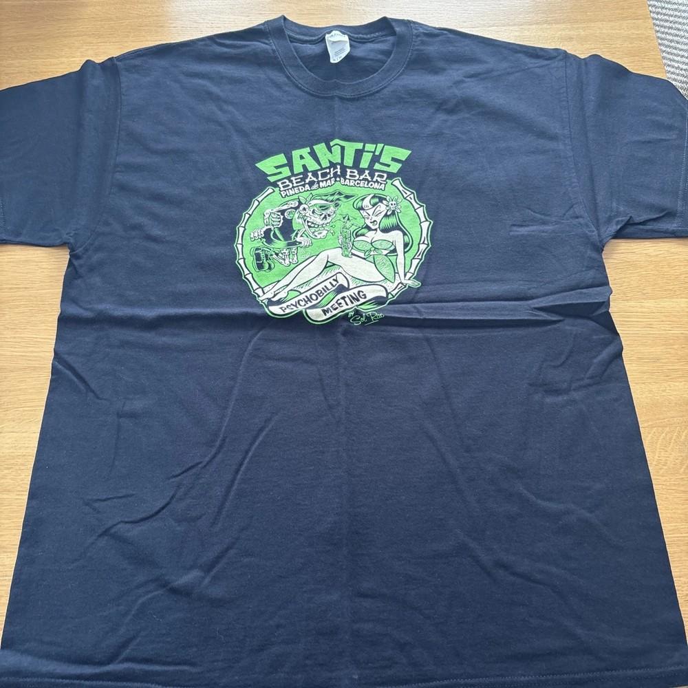 Santi’s Beach Bar Psychobilly Meeting Reprint T-Shirt Rockabilly S-4XL Unisex T-Shirt M