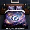 Chelsea FC Design Bett Bettwäsche Set 1 Bettbezug + 2 Kissenbezüge Weich Atmungsaktiv Haushalt Bettwäsche