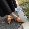Johnature Retro Mary Jane Pointed Toe Women's Shoes Versatile Genuine Leather Soft Soled Flat Shoes