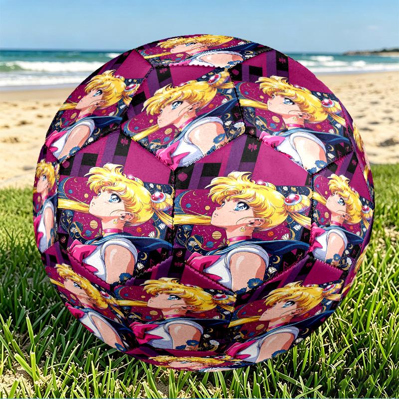 Sailor Moon Print Size 5 Soccer Ball, PU Wear Resistant Football for Match Training and Daily Practice, Birthday Gift for Soccer Fans