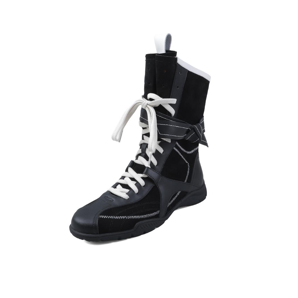 Cowhide version~ Flat bottom inner height increase Martin boots women's 2025 new boots matte leather lace-up short boots German training boots