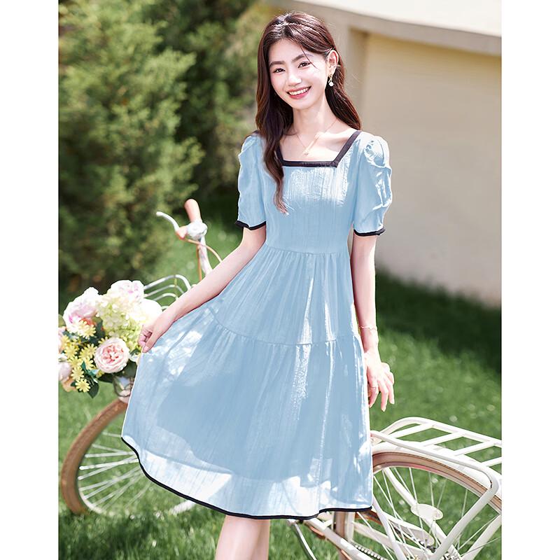 Elegant Short-Sleeve A-Line Mid-Length Dress