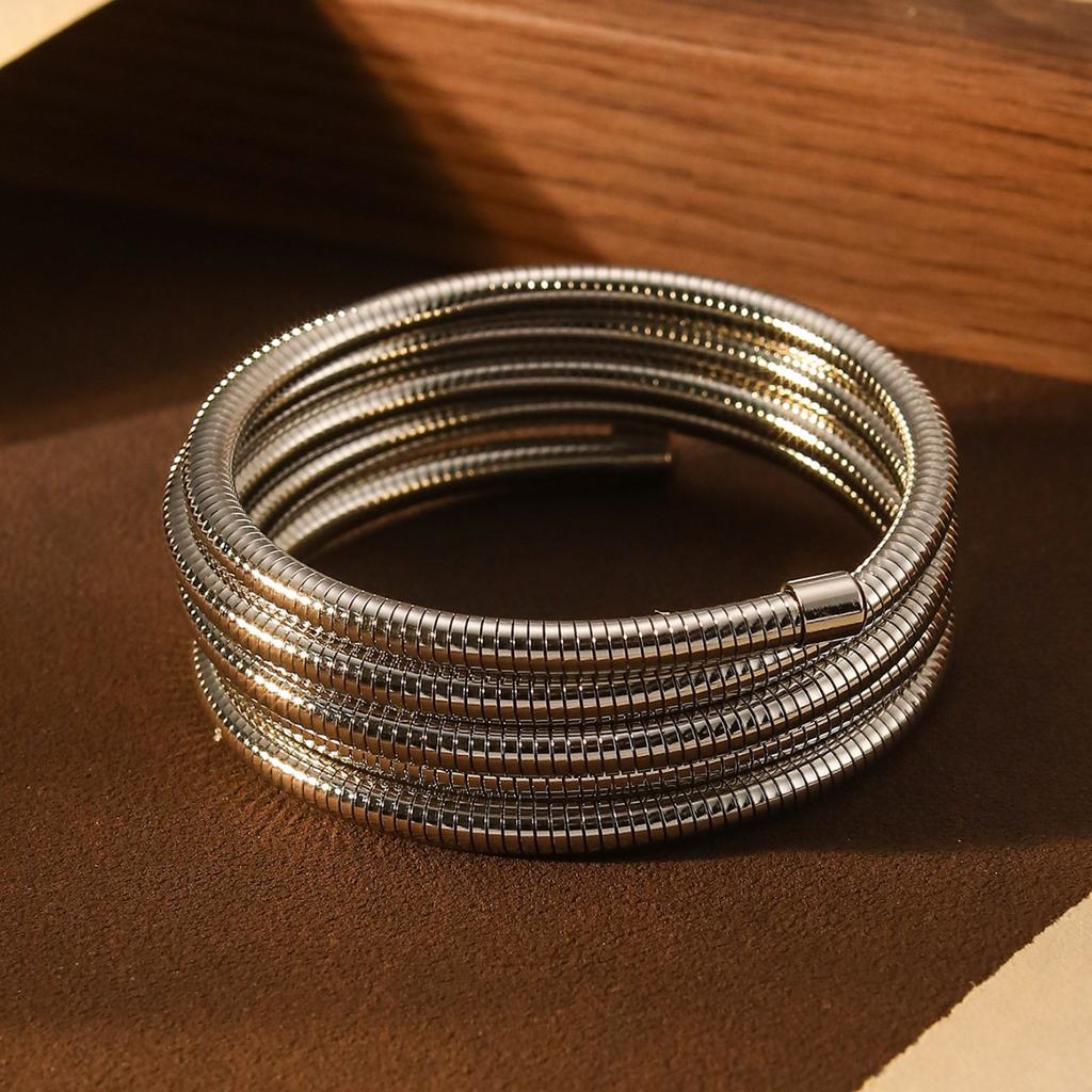 Spring Bracelet Creative Vacuum Furnace Electroplating Jewelry Multi-Layer Winding Elastic Ring Plain Ring Bracelet