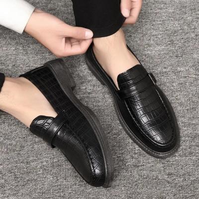 Herren Loafer mit dicker Sohle Lederschuhe Dicksohlige Schuhe mit runder Zehenpartie Herren Freizeitschuhe Bequeme klassische Lederschuhe