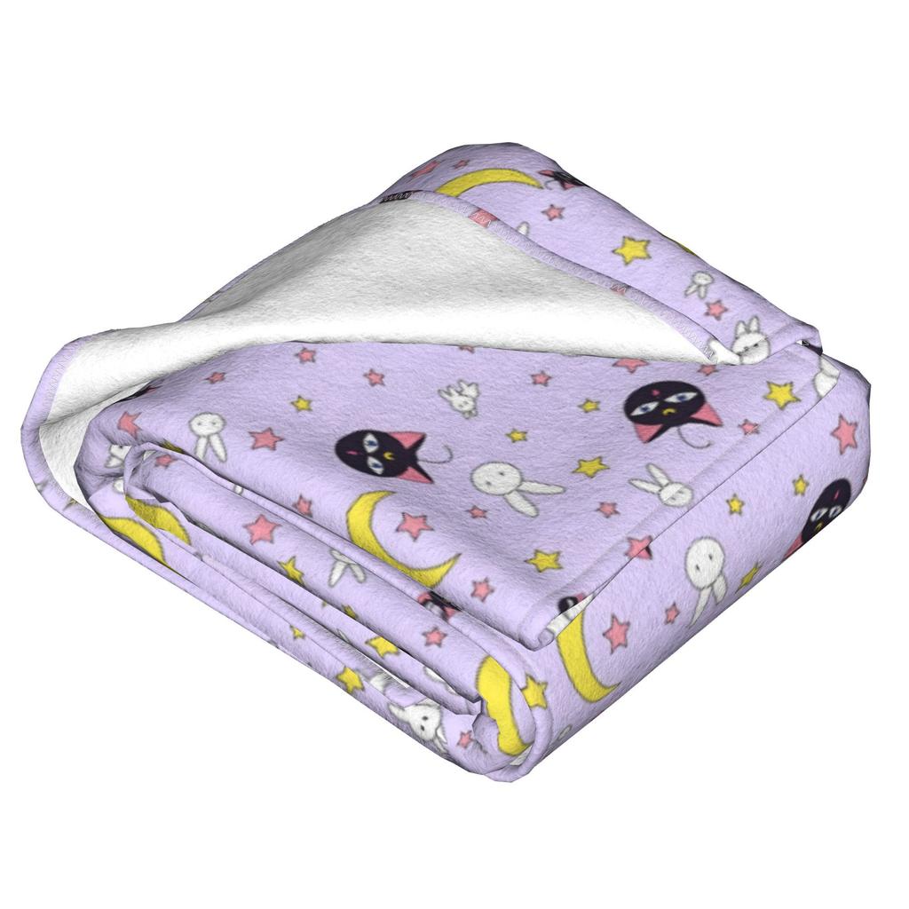 Sailors Moons Luna girls anime Throw Blanket for Couch Fuzzy Soft Plush Blanket 50x60 Inches Multi-size Bedspread