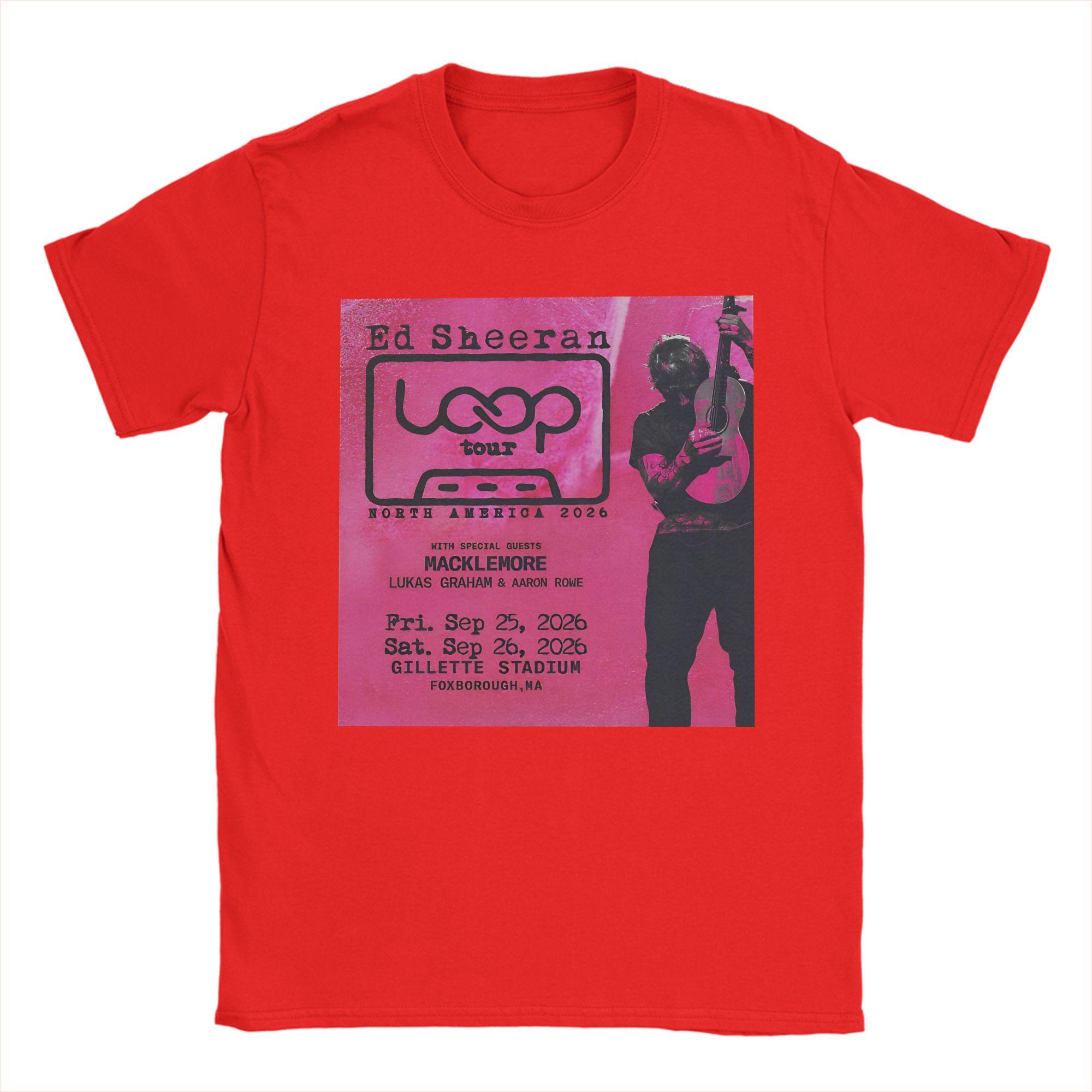 Ed Sheeran Loop Ed America Tour 2026 TShirt Summer Cool T Shirts Men Cotton O Neck Oversized Tees Short Sleeve Vintage Tshirt S