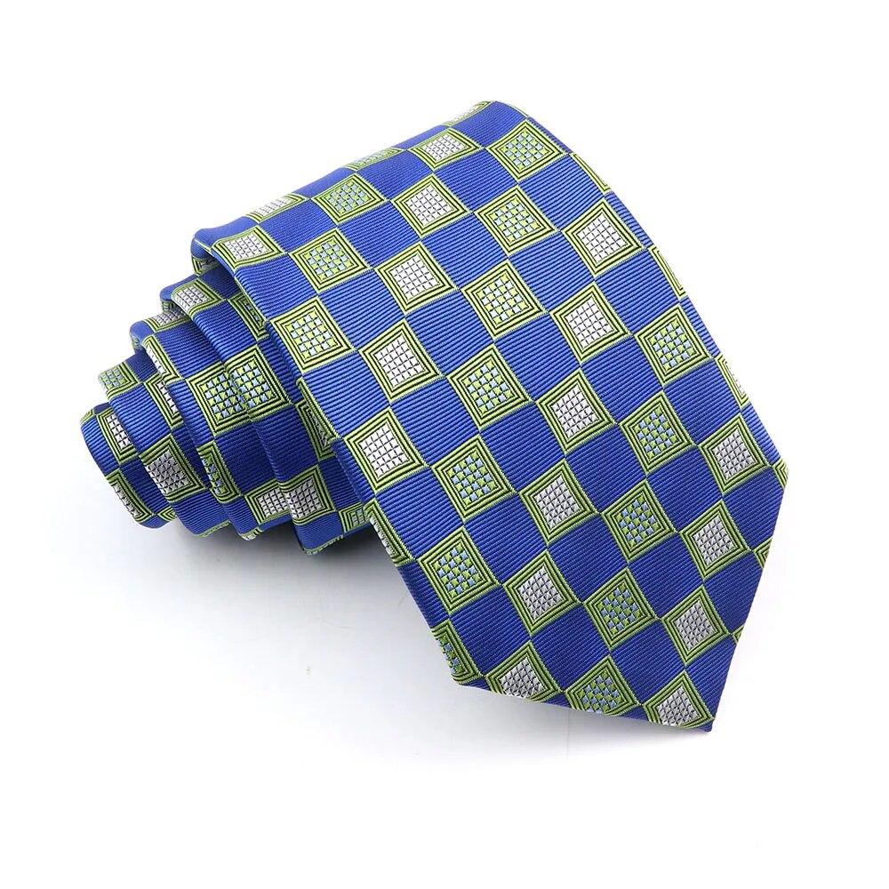 Krawat męski krawat w kratę zielony fioletowy niebieski krawat ślubny biznesowy kołnierzyk dla pana młodego akcesoria prezent