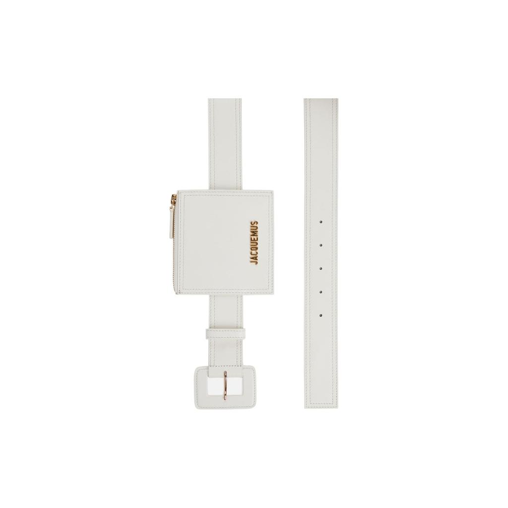 Jacquemus Logo Adjustable Buckle Leather Waist Bag Women bags White 211AC15211300100