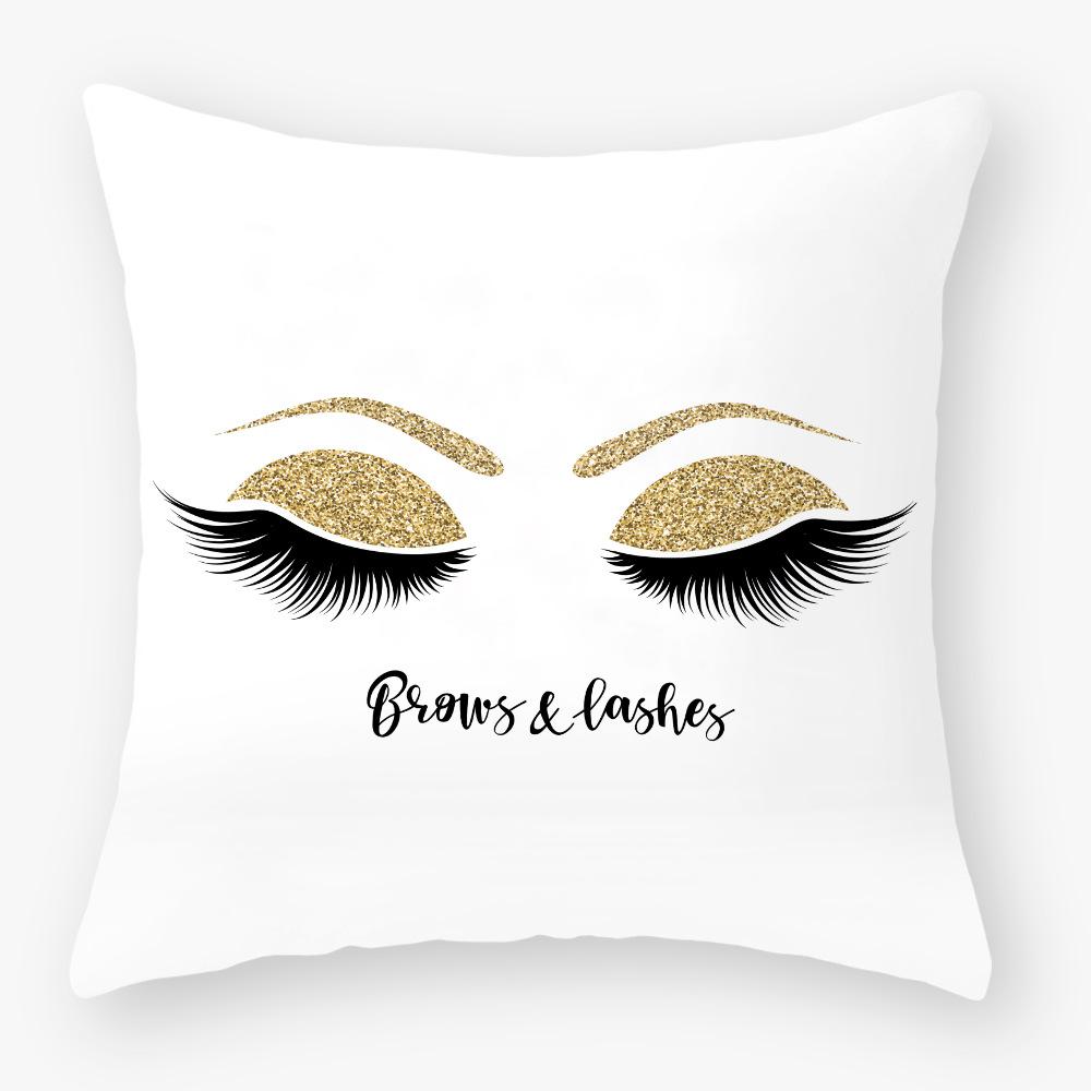 

Новая наволочка с принтом ресниц, тонкая наволочка из персикового вельвета, подушка для дивана, подушка для поясницы в автомобиль 45 * 45cm cotton and linen
