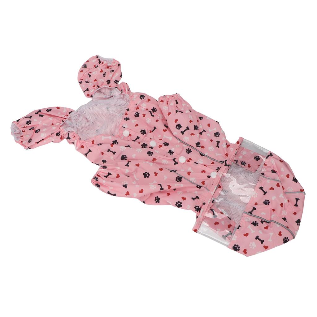 Reflective Puppy Raincoat Jacket Waterproof Breathable Cute Pattern Pet Dog Hooded Rain Coat with D Ring XL