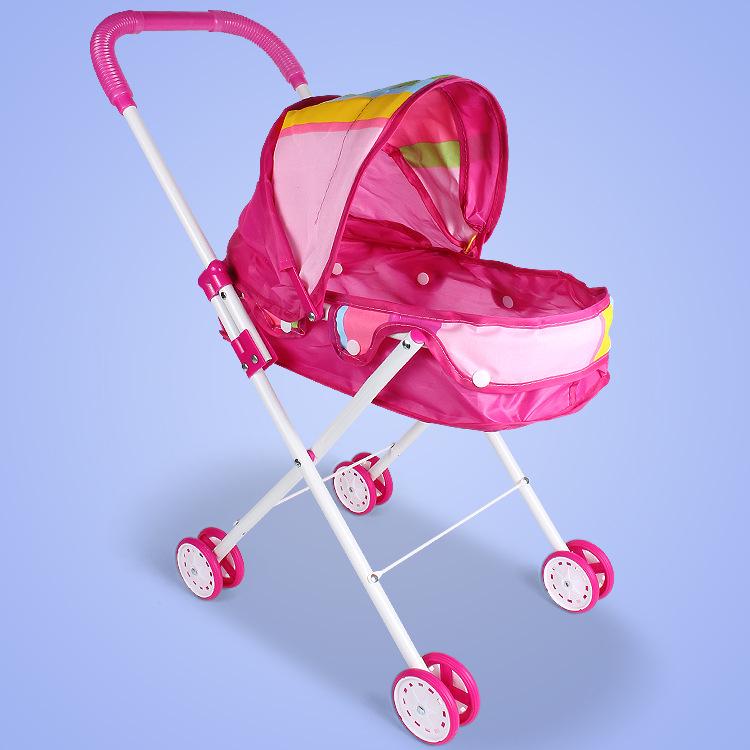 Foldable Girls' Playhouse Stroller with Street Stall Simulation
