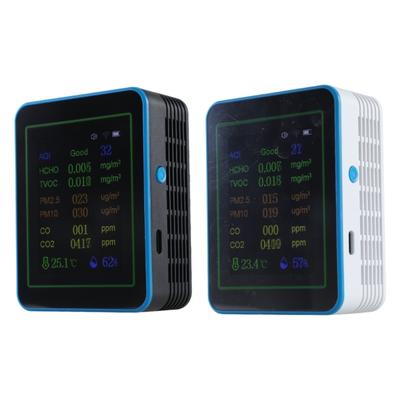 WiFi Air Quality Pollution Meter HCHO TVOC CO CO2 PM2.5 PM10 Temperature Humidity Meter Tester 2.8in Color Display