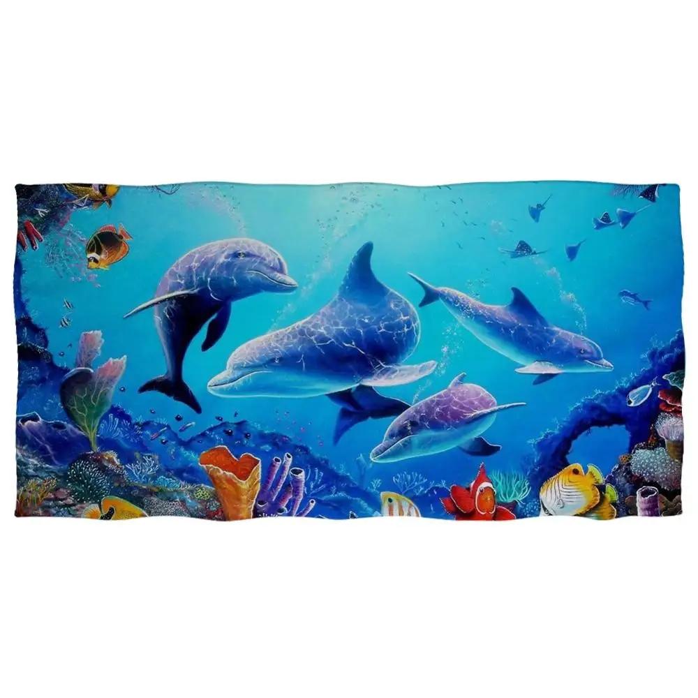 Ocean Animals Cotton Bath Towels 3D Dolphin Shark Turtle Whale Beach Towel Microfiber Home Textile Face Hair Hand Towel