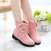 Children Boots for Girls Autumn Winter Warm Cotton Lace Bow-knot Pearls Pendant Princess Sweet Rubber Boots Snow Boots 27-37