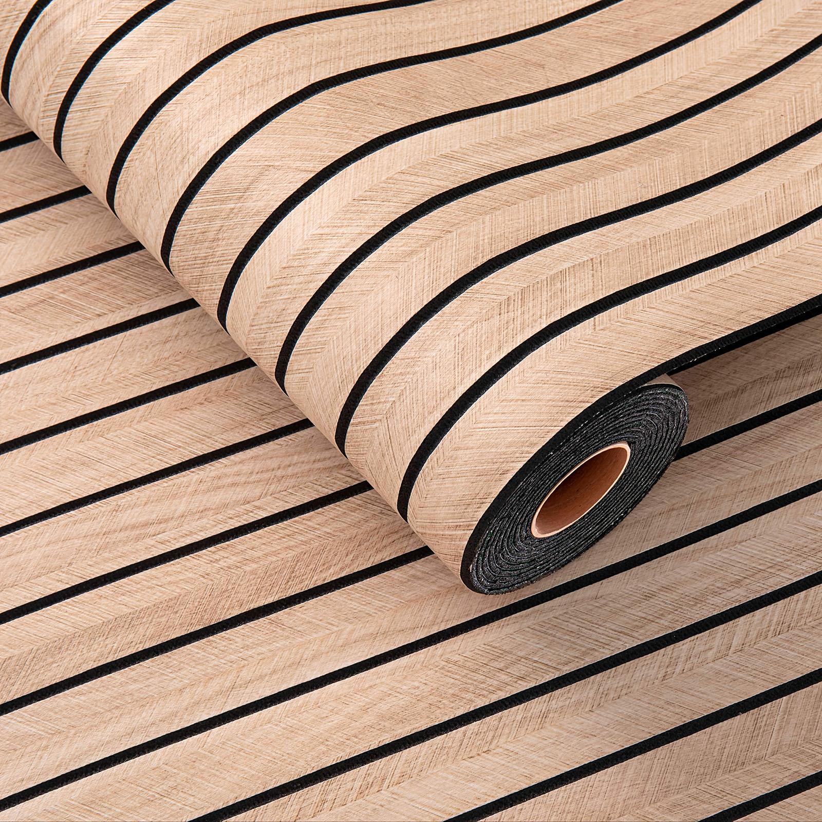 Cuttable And Easy To Apply 3D Wood Grain Striped Wall Stickers one size