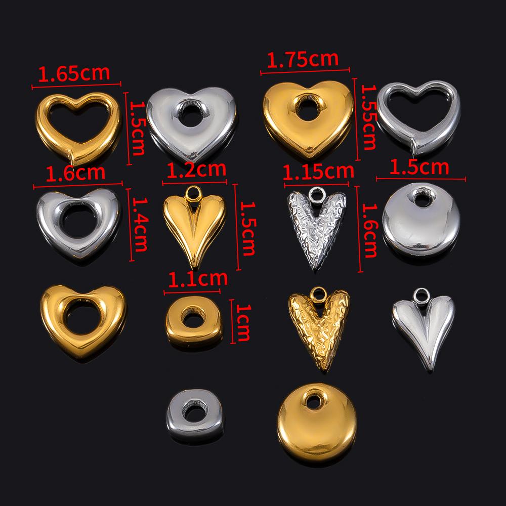 5pcs Stainless Steel Big Hole Heart Charms Pendants for DIY Jewelry Findings Women Necklace Bracelets Supplies Earrings Making