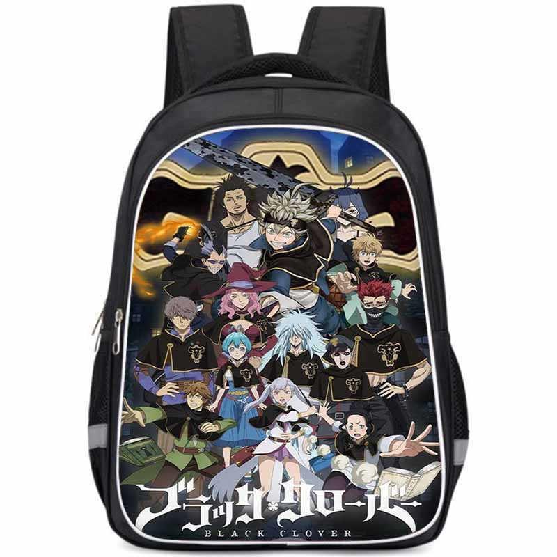 Černý čtyřlístek Velkokapacitní lehký školní batoh pro děti chlapce a dívky Oxfordová látka