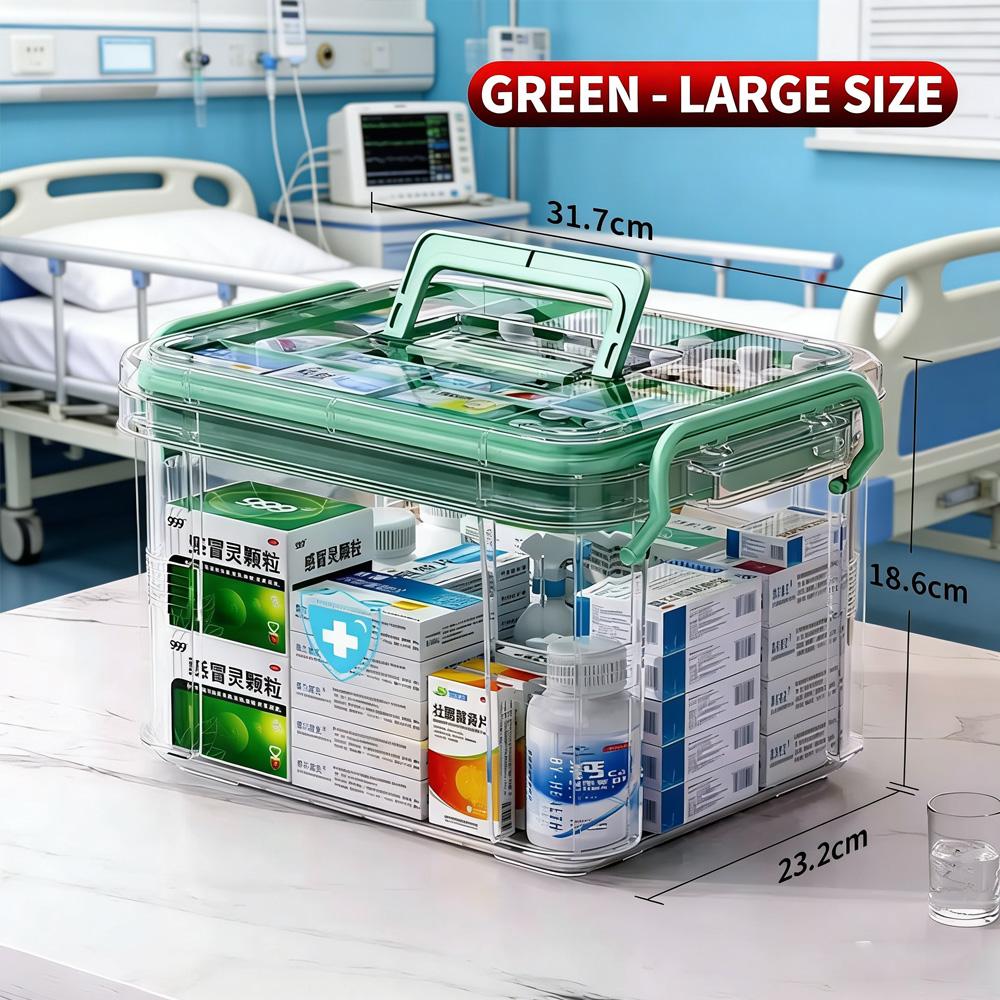 Multifunctional Home Medical Box Double Layer Medicine Chest Portable Emergency Drug Storage Case Family First Aid Kit