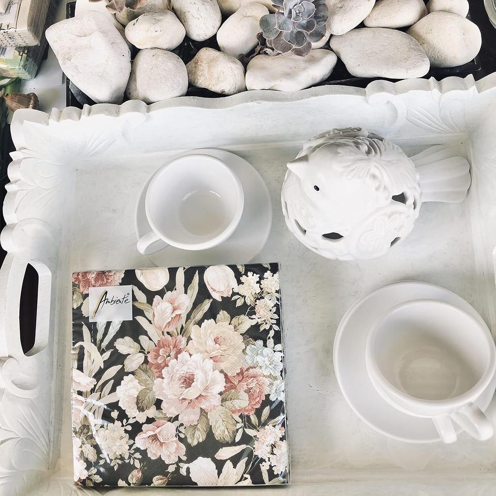 20-ct 6.5 Black Rose Floral Napk for Decoupage - Decorative Paper for Mother's Day, Shabby Chic Dinner - Kate