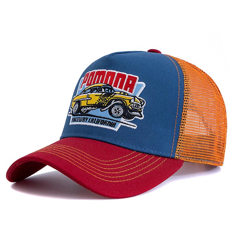 New Style Unisex Summer Fishing Cap Breathable Mesh Trucker Hat Men Women Big Truck Embroidered Pattern Snapback Outdoor Hat