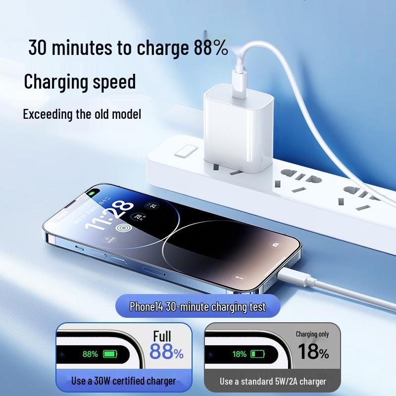 3C Certified PD30W Fast Charger for Mobile Phones, 20W Apple-Compatible Charging Set