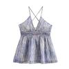 Spring/Summer 2025 Sexy Backless V-Neck Spaghetti Strap Short Print Dress