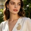 Brooch Pin Anti-Exposure Buckle Peacock Feather Design Pin with Imitation Pearls Cubic Zirconia Suits Coats Sweaters Badge