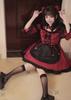 Red Lolita Maid Open Perfect for and Stage Long Cute Set for Women and Includes Socks [RPFLQ] Dress, Chest, Cafes, Halloween, Cosplay, Wear. Sleeves,