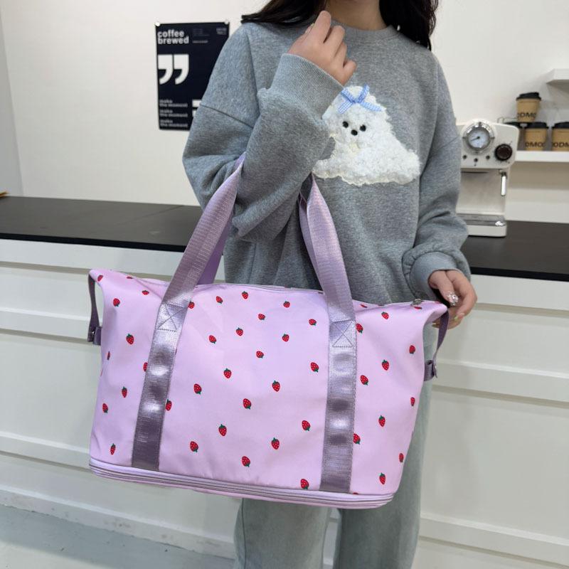 Expandable Cute Printed Gym Bag with Trolley Handle, Portable Travel Bag, Oxford Cloth Handbag, Maternity Bag for Pregnant Women