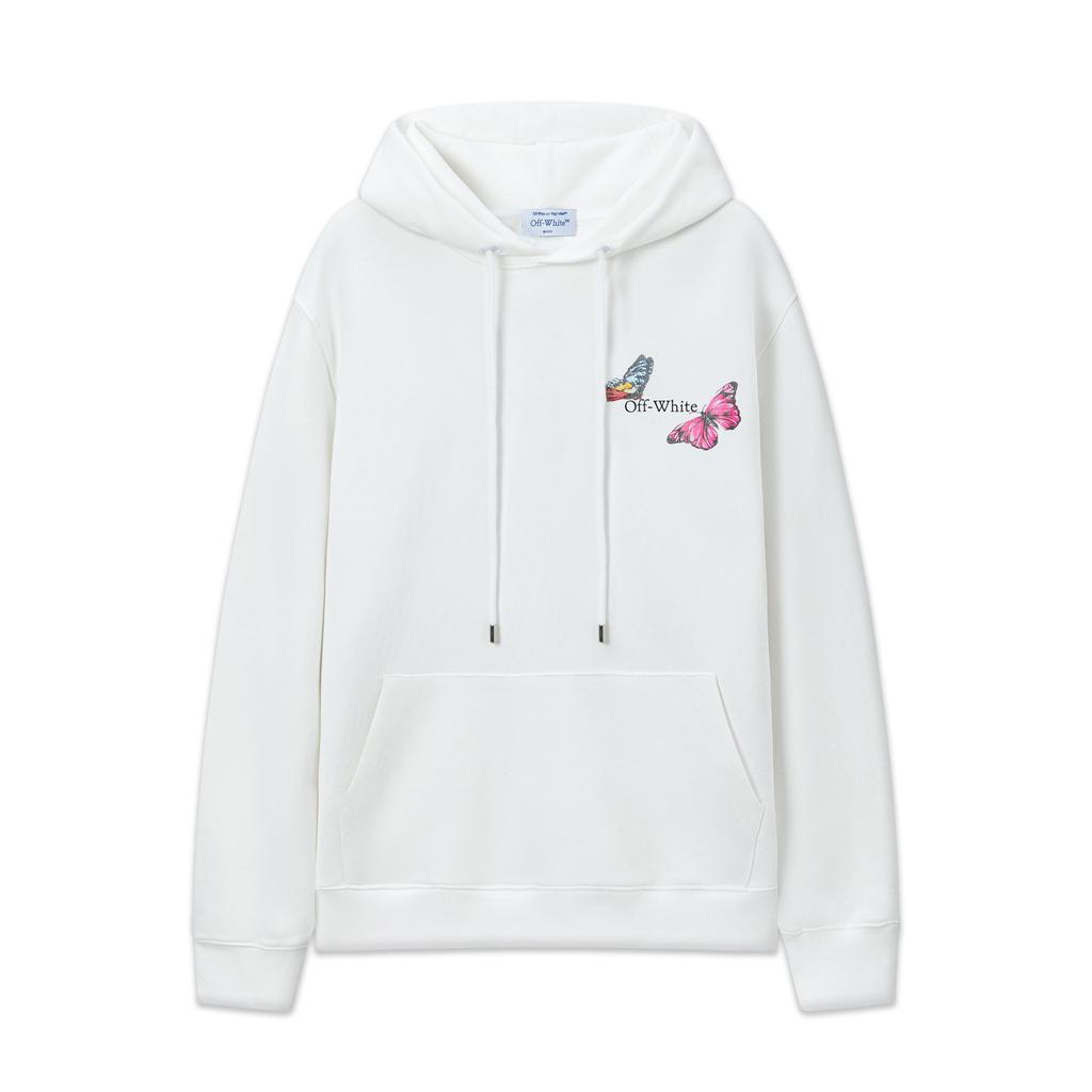 9099 Off-White 2026 Autumn and Winter New OW Butterfly Letter Arrow Pattern Men's and Women's Hooded Sweatshirt