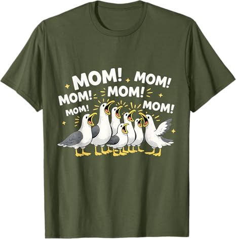 Funny Bird Mom Seagull Mother's Day Apparels Seagull Mom Funny Mama Humor Ocean Life T-Shirt Women's Fashion Mommy Novelty Gift