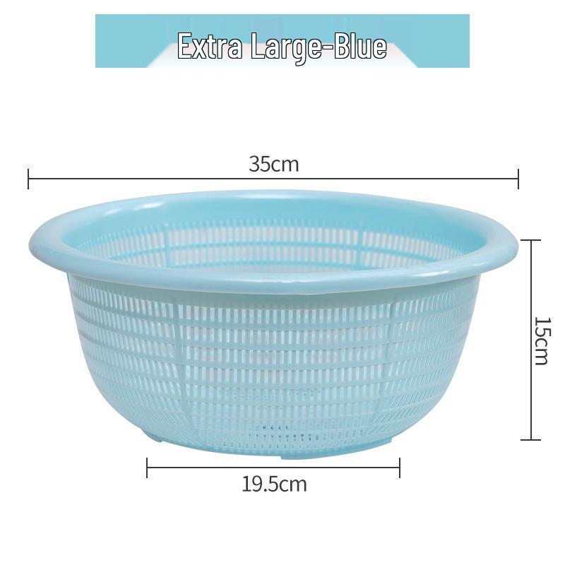 Kitchen Sink Vegetable & Fruit Washing Basket Set - Plastic Strainer & Drainer Basin for Storage & Rice Washing