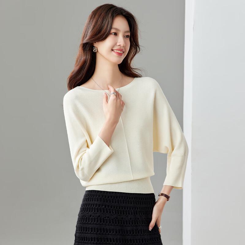 Women's Loose Batwing Sleeve 3/4 Sleeve Knit Top