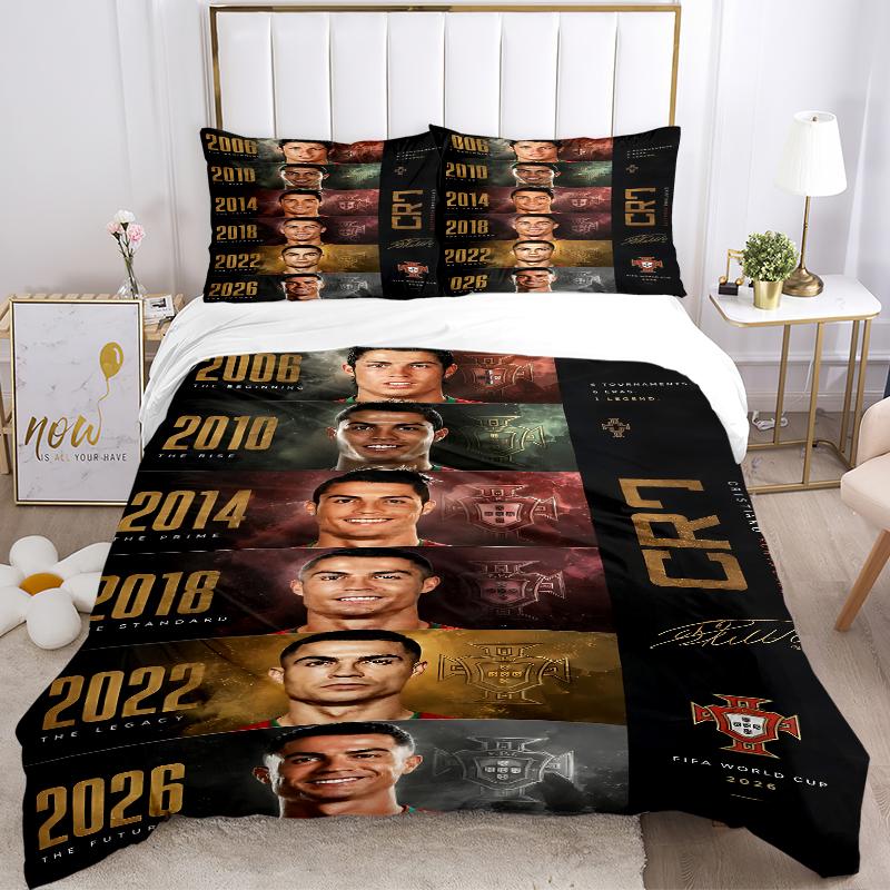 3Pcs Cristiano Ronaldo'S Journey Bedding Sets For All Sizes New 3D Printed Bed Cover Comforter Duvet Cover Pillowcase Bedroom Decoration