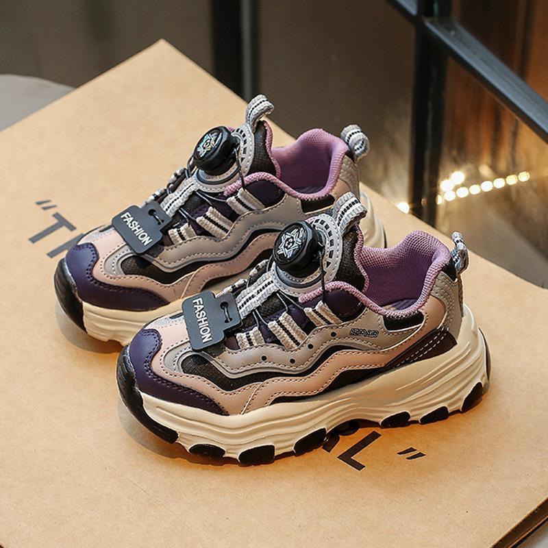 New Spring and Autumn Girls' Shoes, Children's Sports Shoes, Girls' Dad Shoes, Soft-soled Running Shoes for Older Children, Twist Shoes