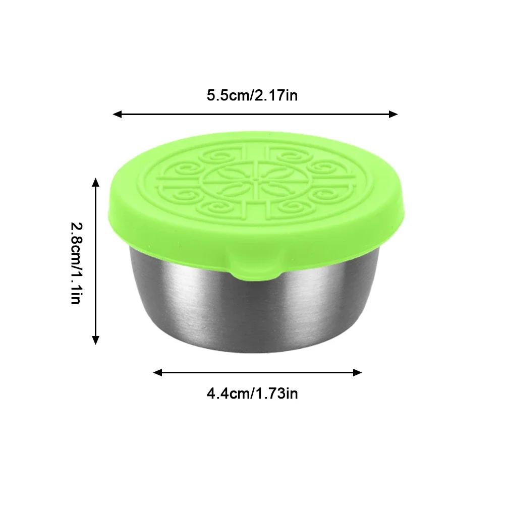 

1 шт. Контейнер для заправки салата с многоразовой чашкой из нержавеющей стали объемом 1,35 унции/40 мл и герметичными силиконовыми крышками для ланч-бокса и пикника мятный зеленый