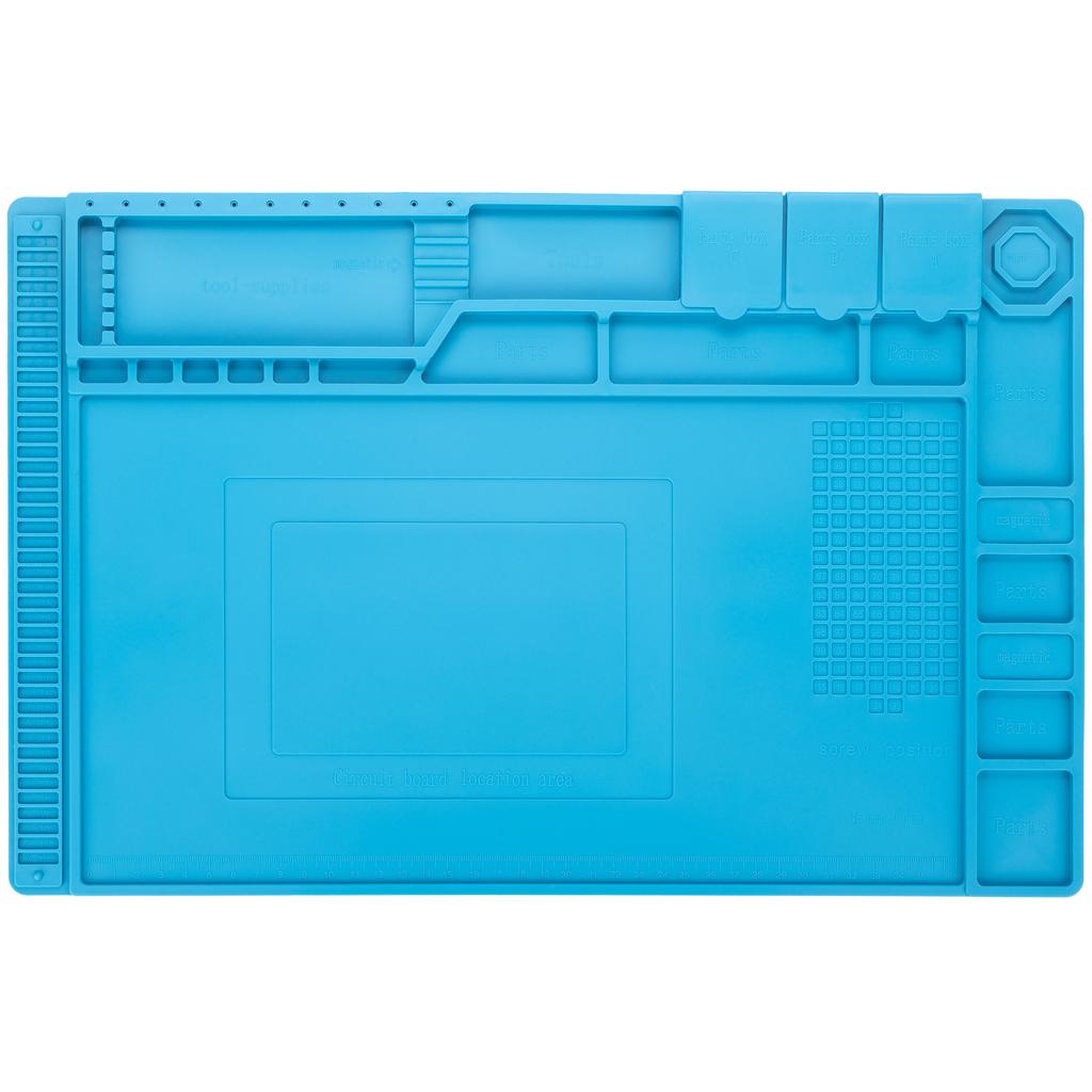 Rosfix Silikonowa Mata Lutownicza Z Organizatorem 450 X 300mm – Odporna Na Wysoką Temperaturę Do 500°C | Antypoślizgowa | ESD